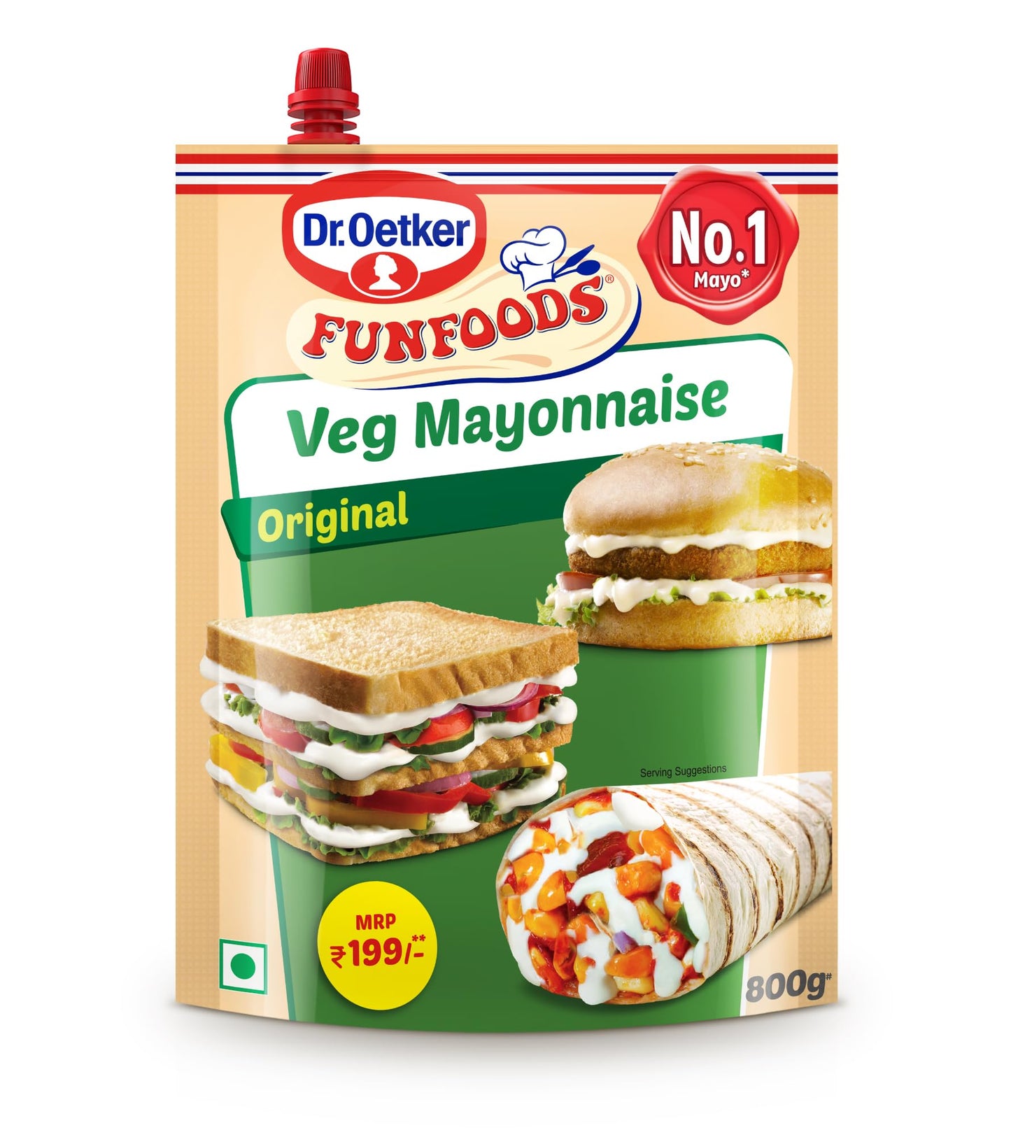 Dr. Oetker FunFoods Veg Mayonnaise Original, 900g - Trans Fat Free