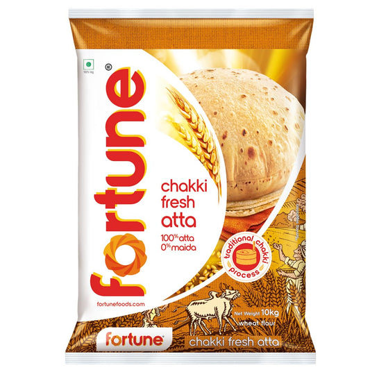 Fortune Chakki Fresh Atta, 10 kg - Soft & Fluffy Rotis