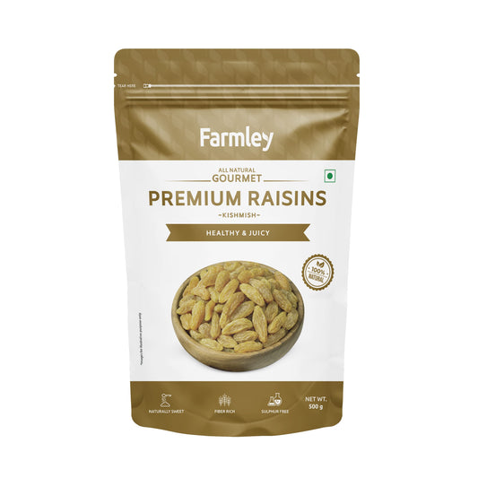 Farmley Seedless Raisins 500g - Dried Fruits, Low Sodium, Rich in Potassium
