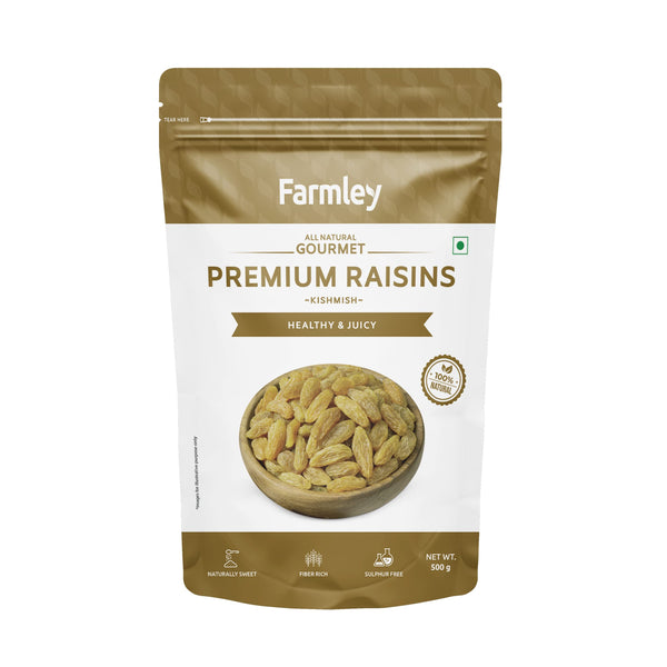 Farmley Seedless Raisins 500g - Dried Fruits, Low Sodium, Rich in Potassium