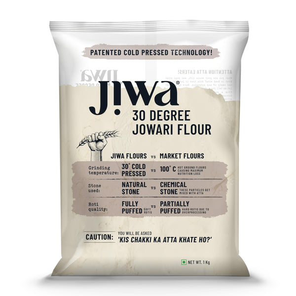JIWA Organic Jowar Flour, 1 Kg - Cold Pressed, Fresh Taste