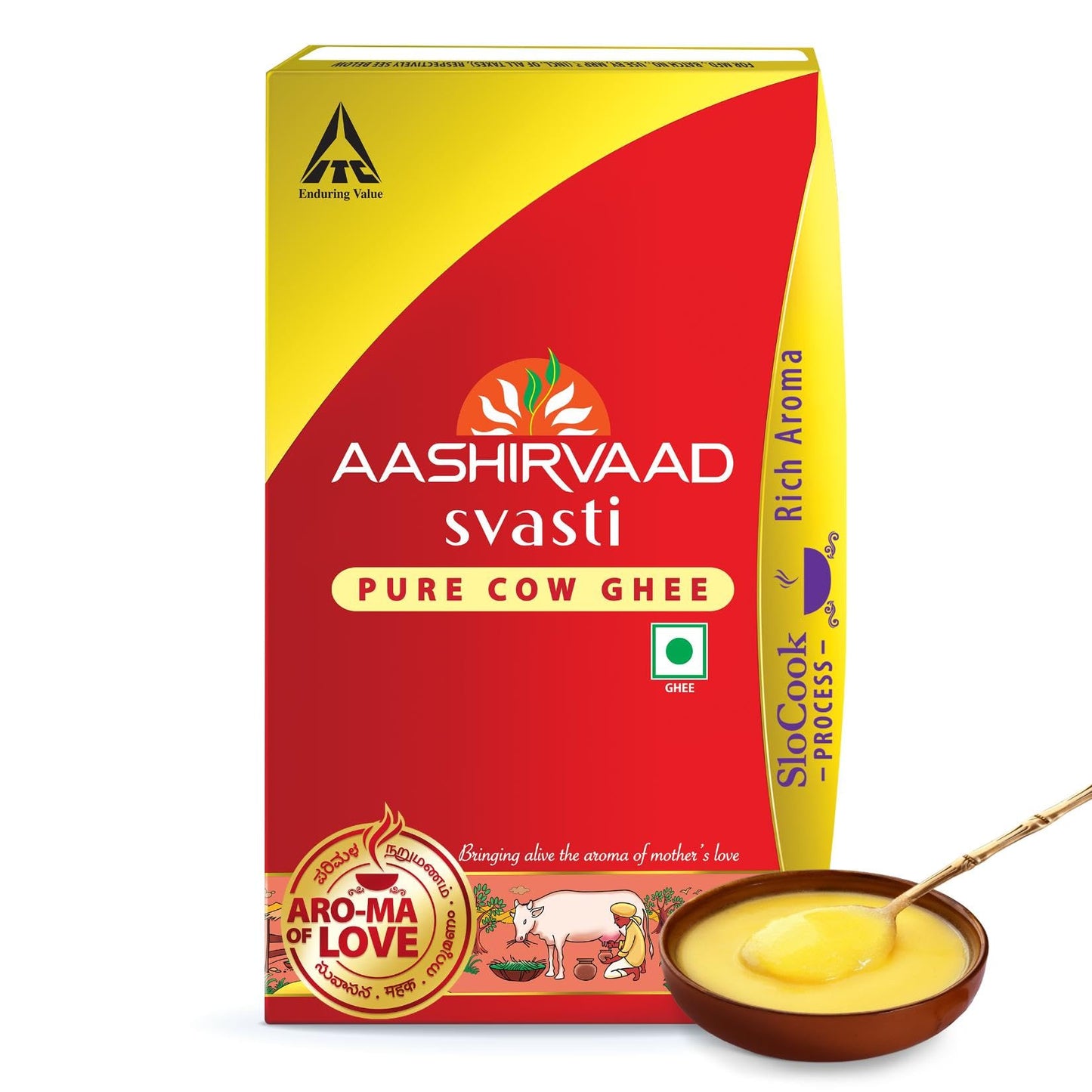 Aashirvaad Cow Ghee, Tetrapack, 1L - Rich Aroma