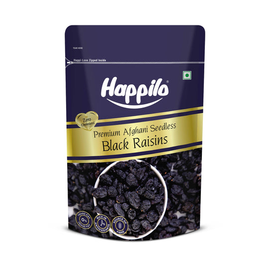 Happilo Afghani Black Raisins Seedless 250g | Dried Fruits | Vegetarian Snack