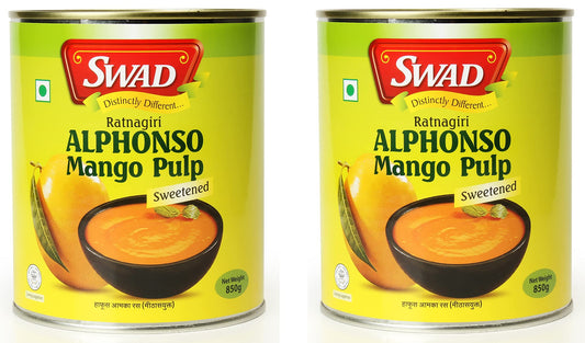 SWAD Ratnagiri Alphonso Mango Pulp Tin, 850g - Pack of 2