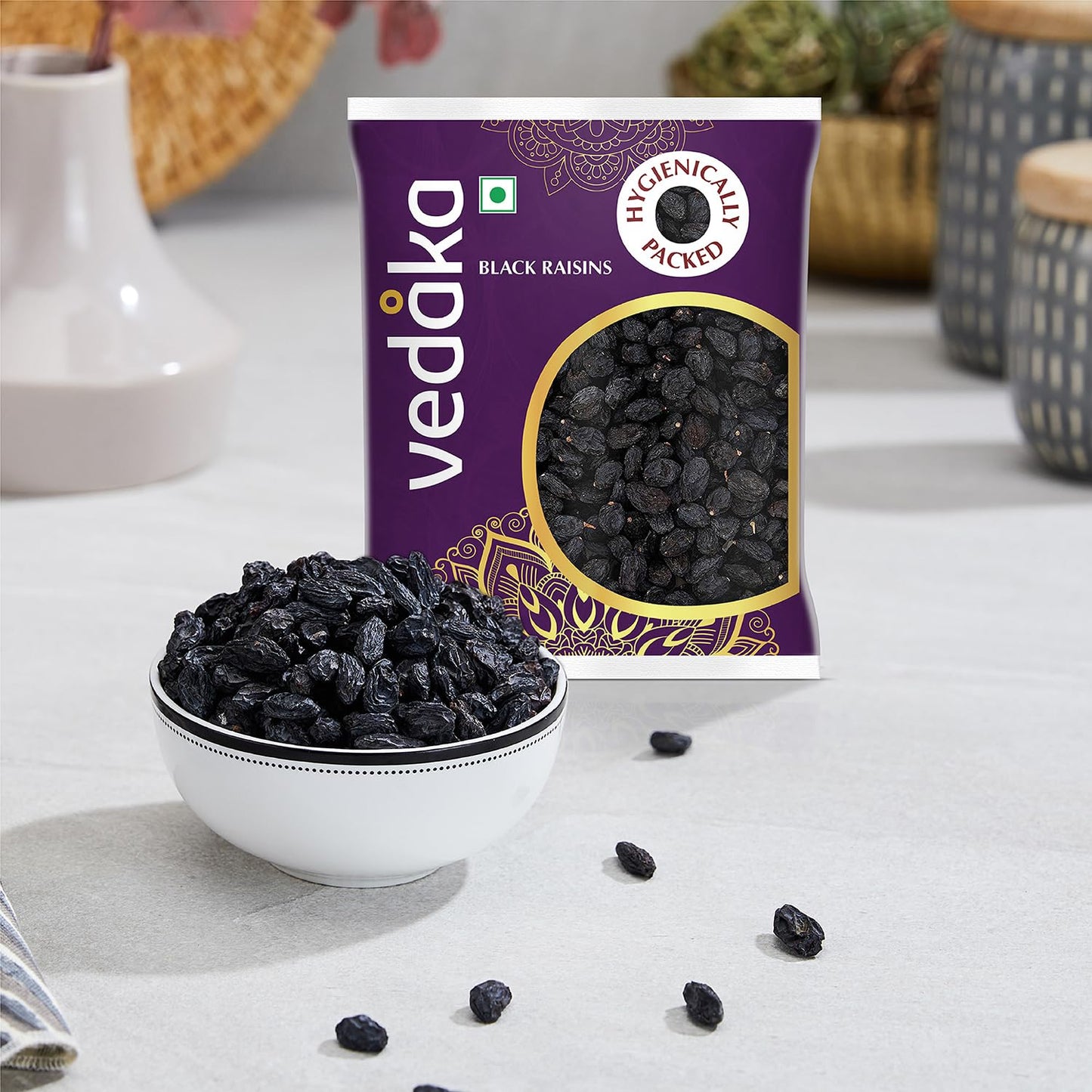 Vedaka Black Raisins, 200gm - Fresh & Sweet Dried Fruits