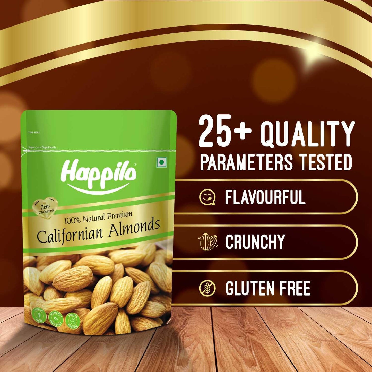 Happilo California Almonds 500g | Gluten Free, Low Glycemic, Protein Rich