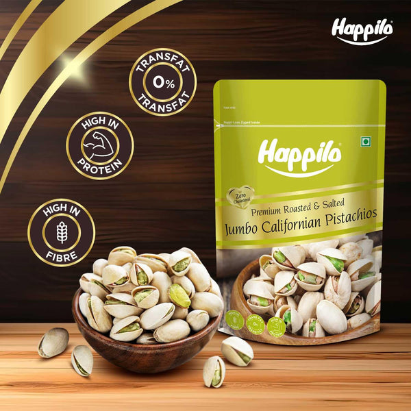 Happilo California Roasted & Salted Pistachios 200 g | Gluten-Free, Non-GMO, High Protein Nuts