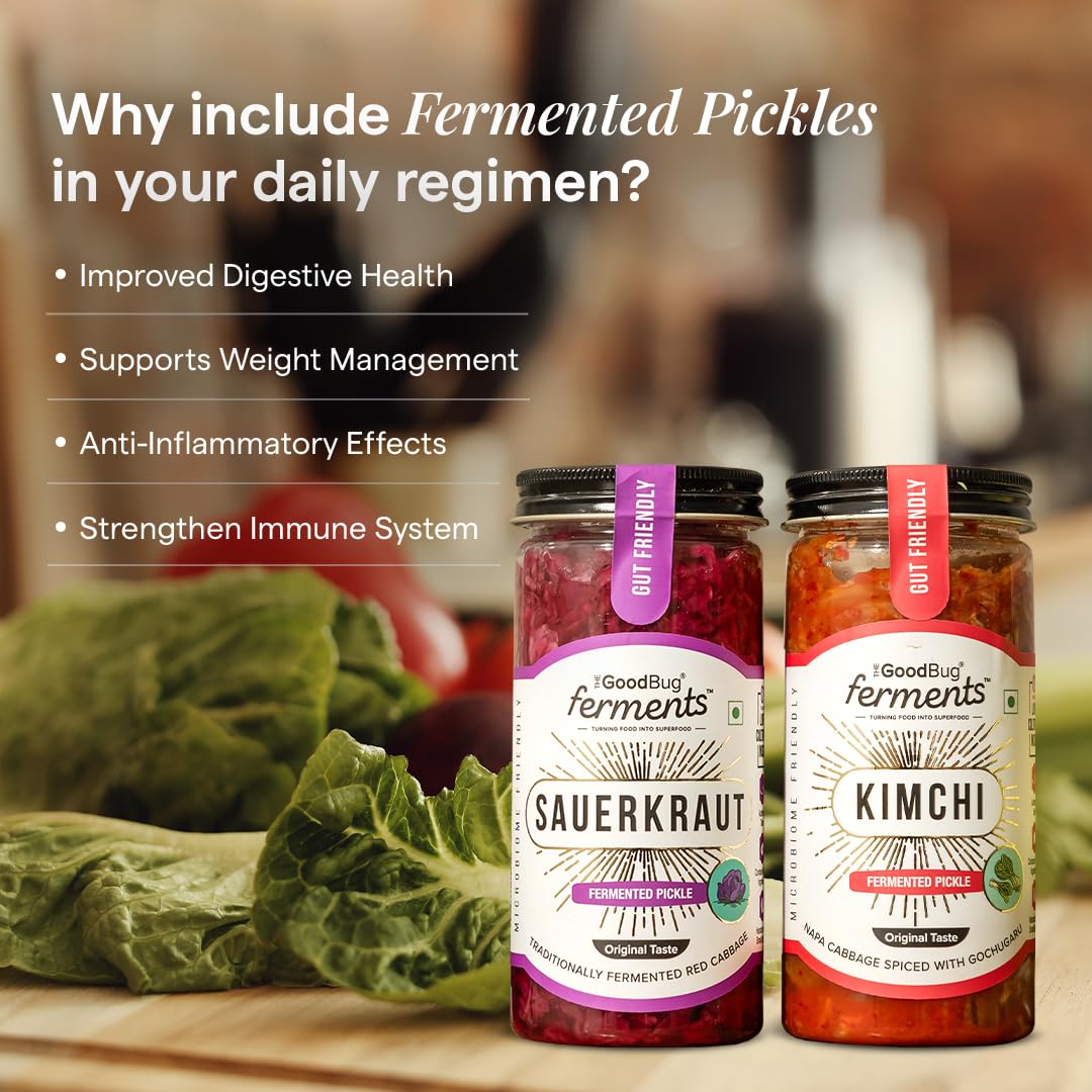 The Good Bug Kimchi & Sauerkraut Pickles, Pack of 2 - Probiotic-Rich, Oil-Free