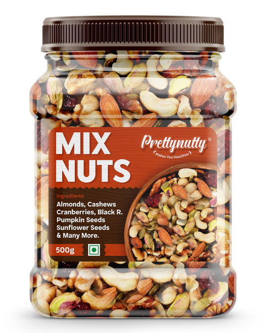 PrettyNutty Dried Fruits, Nuts & Seeds 500g Jar - Almonds, Cashews, Cranberries & More
