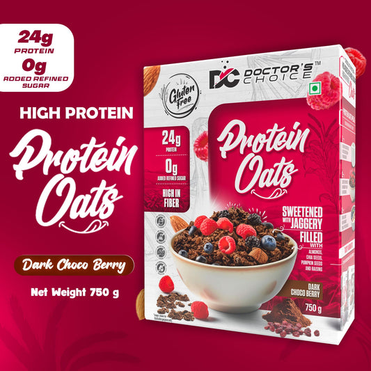 DOCTORS CHOICE Oats, 750g Breakfast Cereals, 24g Protein, Gluten-Free, Jaggery Sweetened