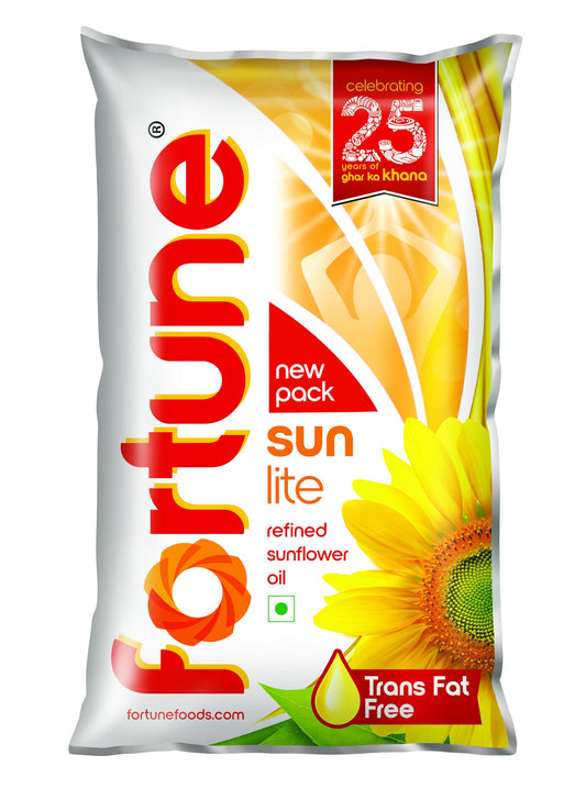 Fortune Refined Sunflower Oil, 870gm Pouch - Cooking Supplies