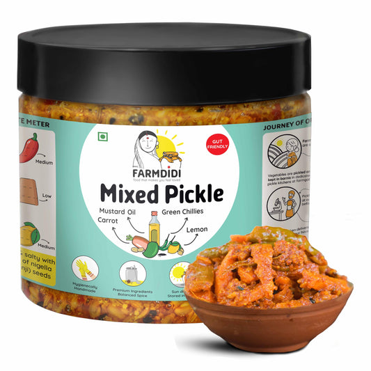 FarmDidi Mixed Pickle 325G | Carrot, Lemon & Chilli | Low-Oil, No Preservatives