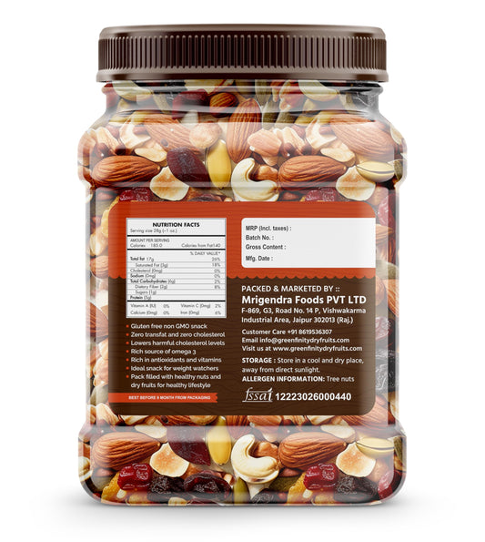PrettyNutty Dried Fruits, Nuts & Seeds 500g Jar - Almonds, Cashews, Cranberries & More