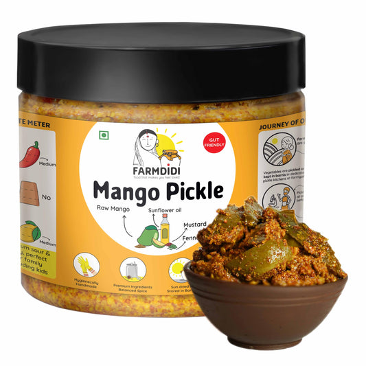FarmDidi Mango Pickle 325g | Traditional Indian Achar | Less Oil