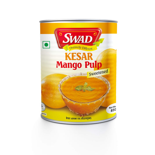SWAD Kesar Mango Pulp Tin - Sweetened, 850g Canned Fruits