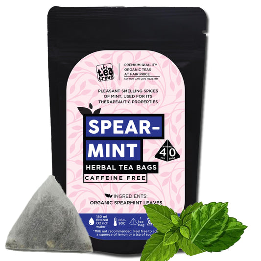 The Tea Trove Organic Spearmint Tea Bags - 40 Eco-Friendly Bags, 0.04 Kg