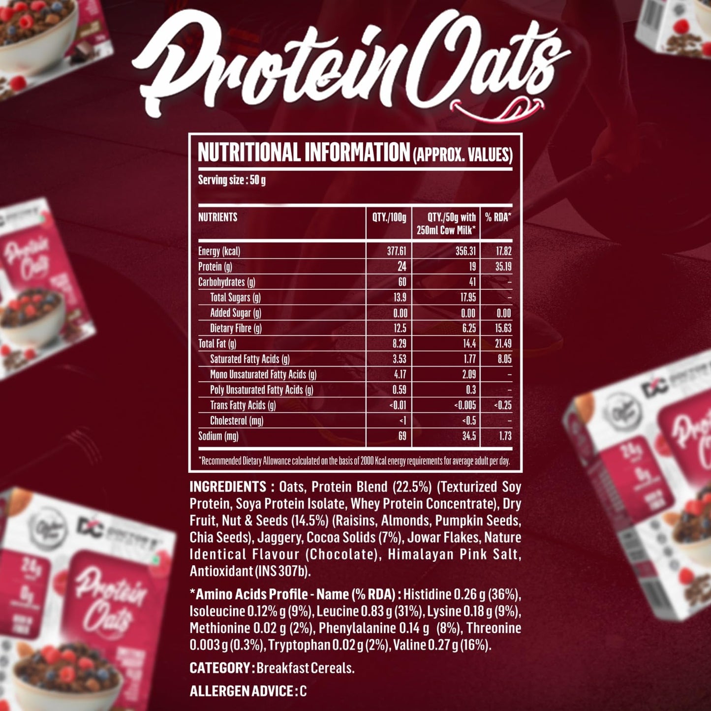 DOCTORS CHOICE Oats, 750g Breakfast Cereals, 24g Protein, Gluten-Free, Jaggery Sweetened