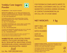 Vedaka Cane Jaggery Powder | 1 Kg Jar | No Added Color & Preservatives