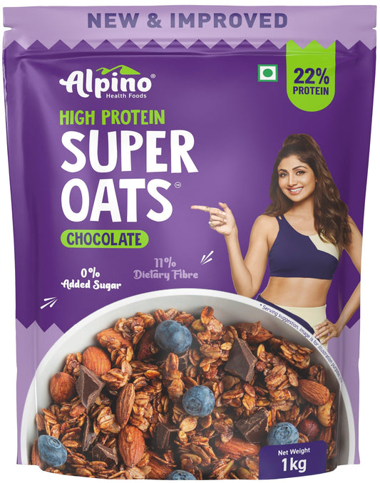 ALPINO Rolled Oats Chocolate 1kg – 22% Protein, No Added Sugar & Salt