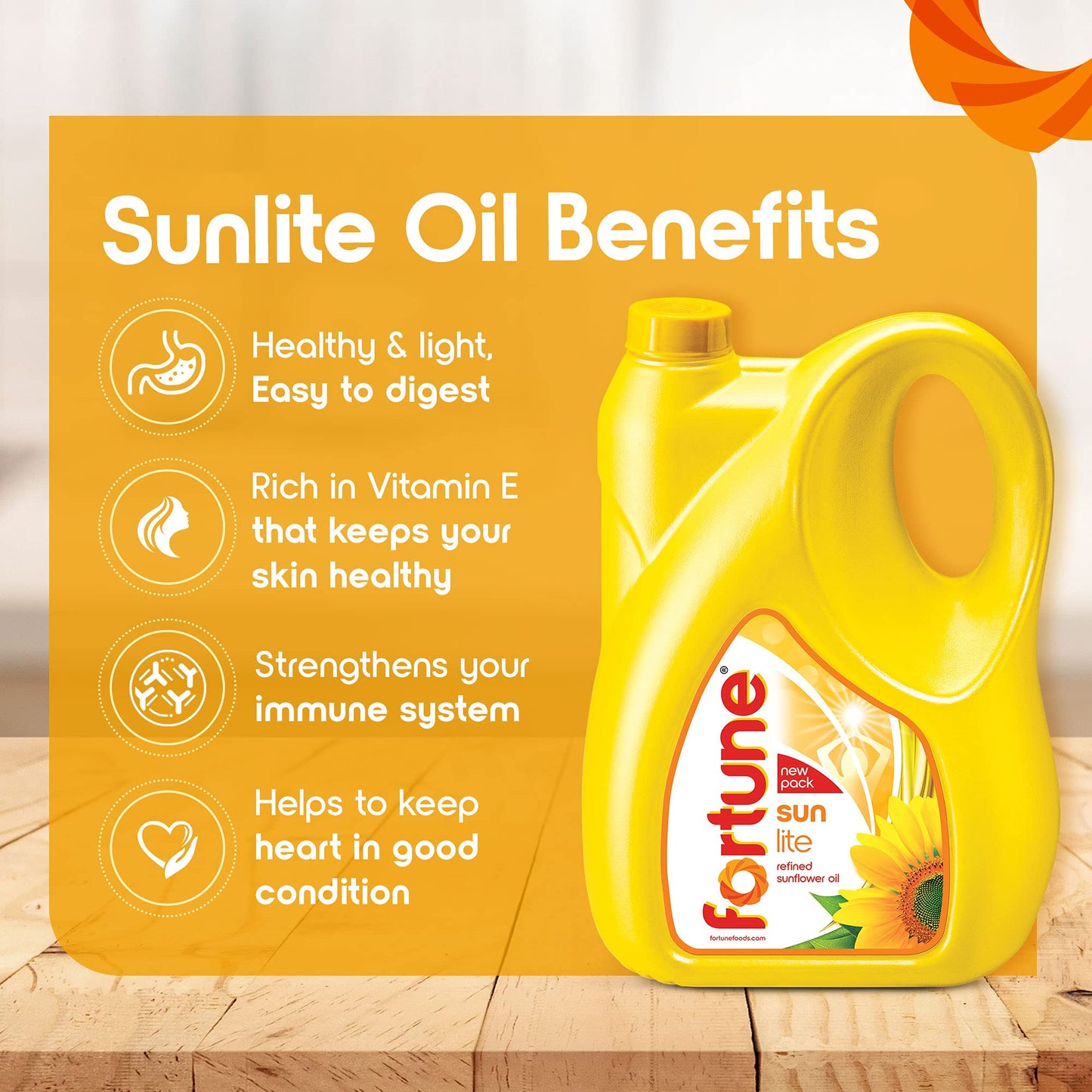 Fortune Refined Sunflower Oil, 4.35 Kg Jar - Vegetarian