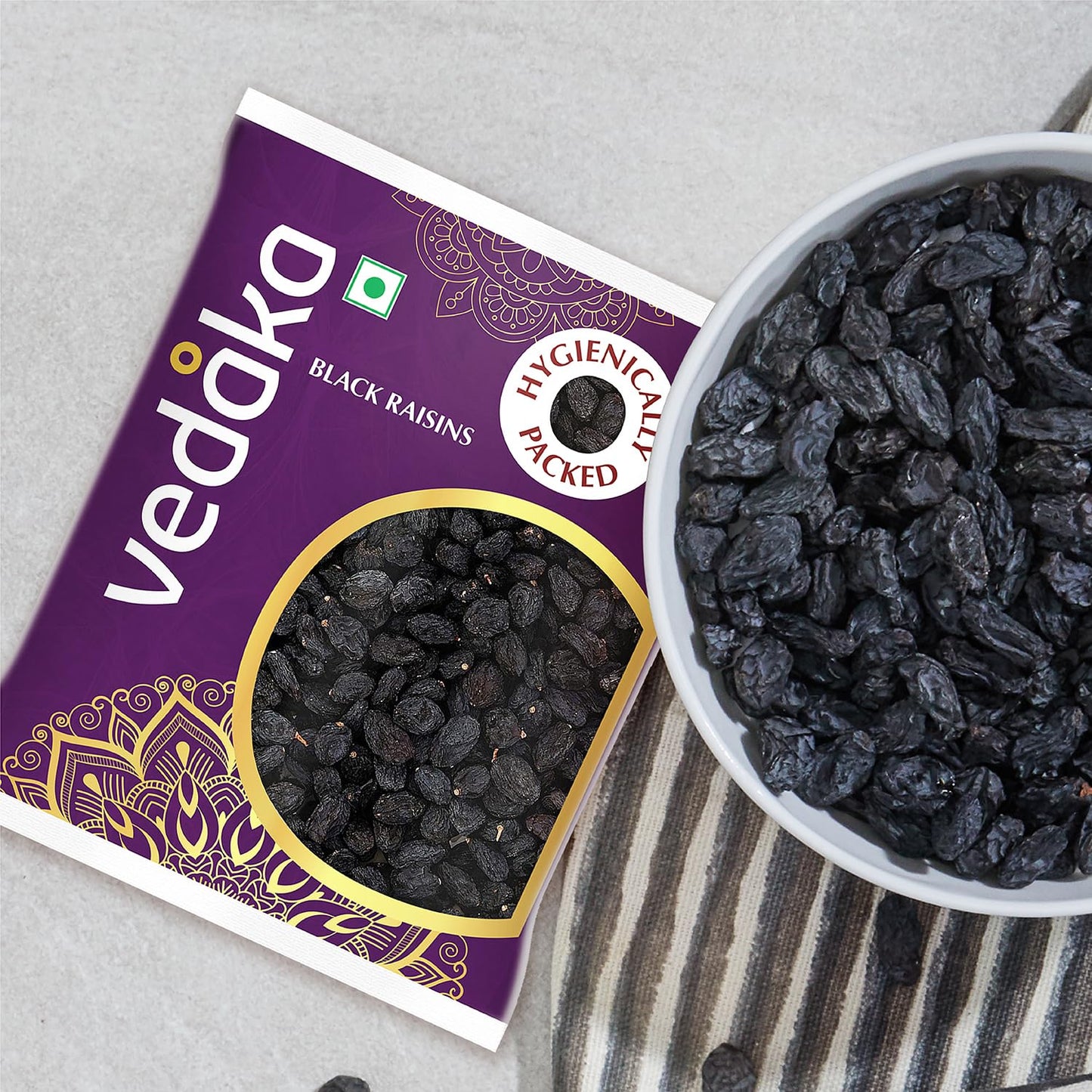 Vedaka Black Raisins, 200gm - Fresh & Sweet Dried Fruits