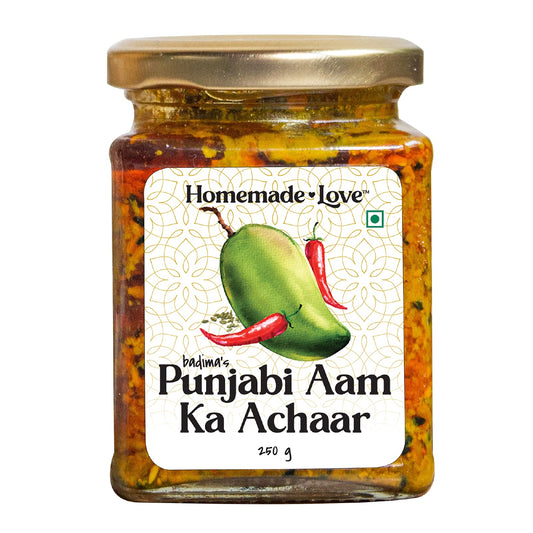 Homemade Love Punjabi Mango Pickle (250g) | Spicy Aam Ka Achaar with Mustard Oil