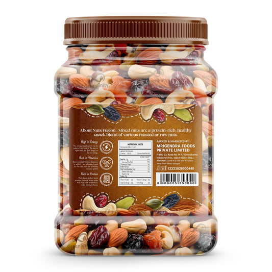 GreenFinity Mixed Dry Fruits Pack – 1kg (500g x 2) | Resealable for Freshness