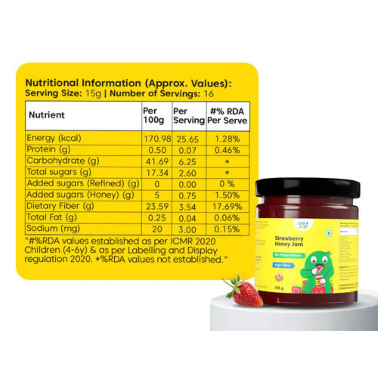 Little Joys Strawberry Honey Jam 250g | No Added Sugar, No Preservatives | Gut-Friendly Spread