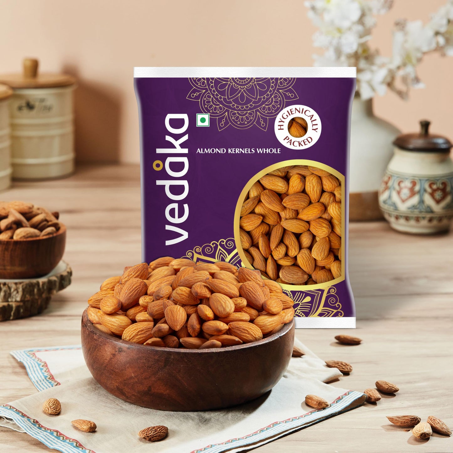 Vedaka 100% Natural California Almonds | 500 G | Dried Fruits & Nuts