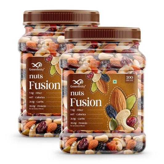GreenFinity Mixed Dry Fruits Pack – 1kg (500g x 2) | Resealable for Freshness